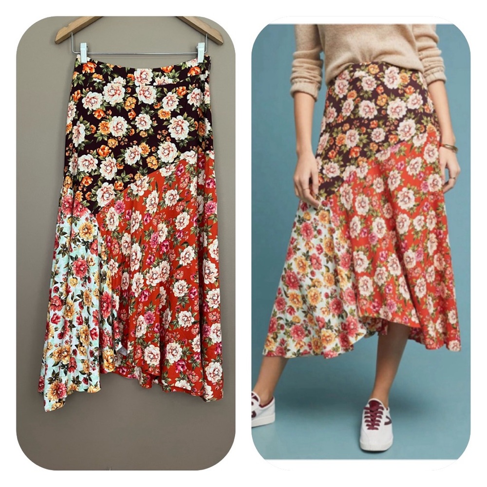 {FARM Rio x Anthropologie} Patchwork Floral Midi Skirt - Womens Small